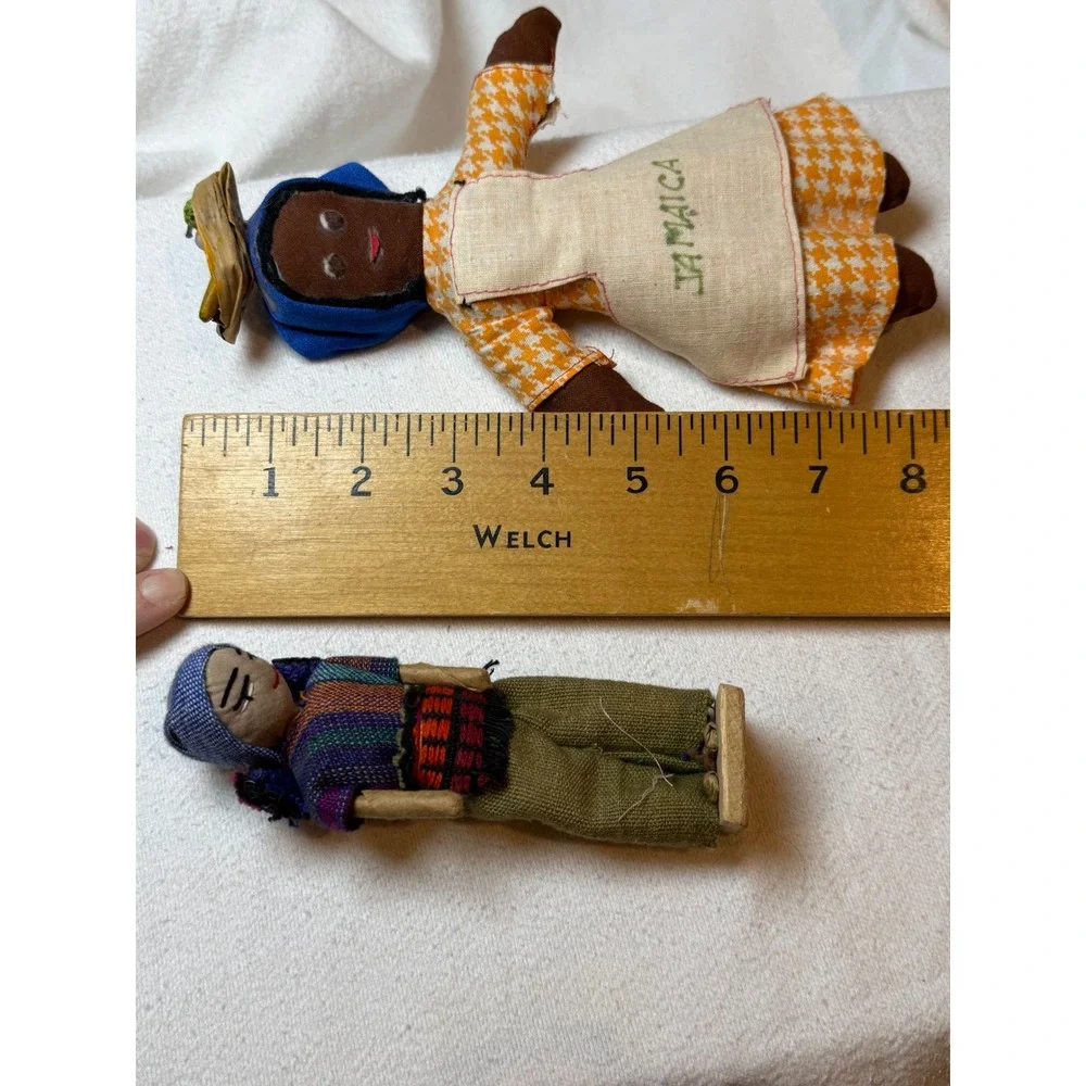 Vintage‎ Jamaica Folk Art Doll Pair Handmade Souvenir Figurine